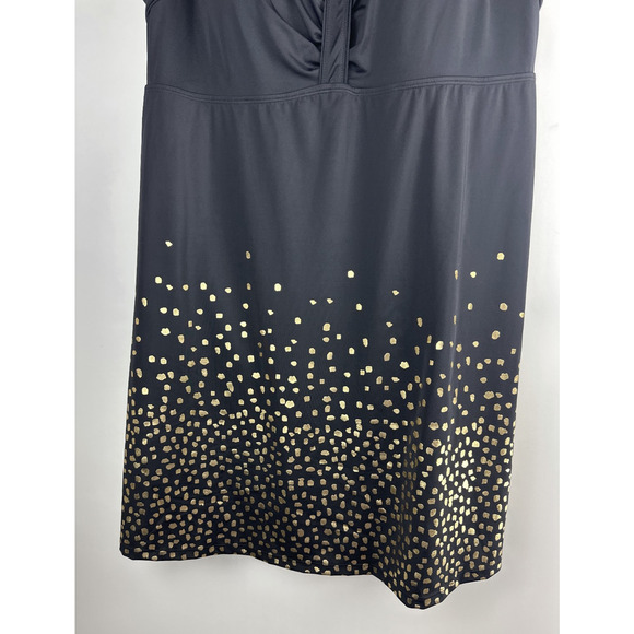 Swimsuits For All Retro Swim Dress Black Gold Foil Tummy Control UPF Plus Sz 22 - Picture 4 of 12
